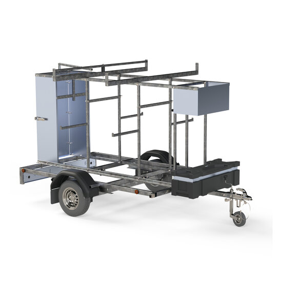 ASC Steigeraanhanger 250 afsluitbaar + ASC AGS 135x250x10,2m werkhoogte