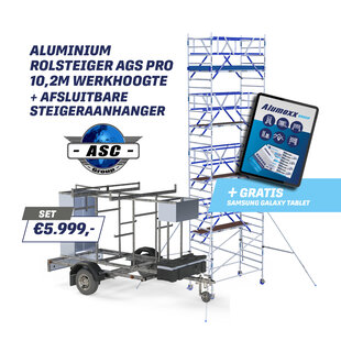 Steigeraanhanger 250 afsluitbaar + ASC AGS 135x250x10,2m werkhoogte
