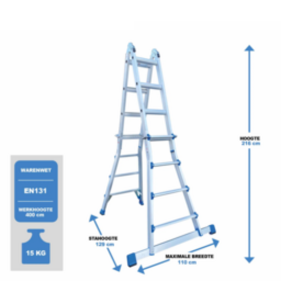 Alumexx Vouwladder telescopisch 4x4 Silver