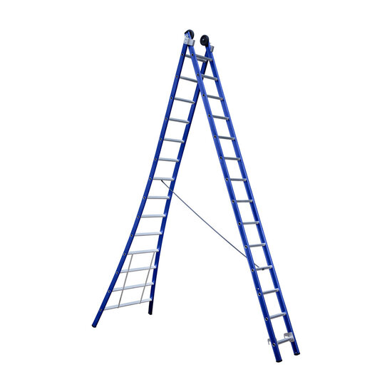 Eurostairs Eurostairs Reform ladder dubbel uitgebogen 2x14 sporten + gevelrollen