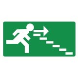 Pictogram nooduitgang rechts trappen