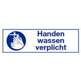 Pictogramme indication texte "handen wassen verplicht"