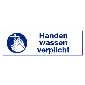 Pikt-o-Norm Pictogramme indication texte "handen wassen verplicht"