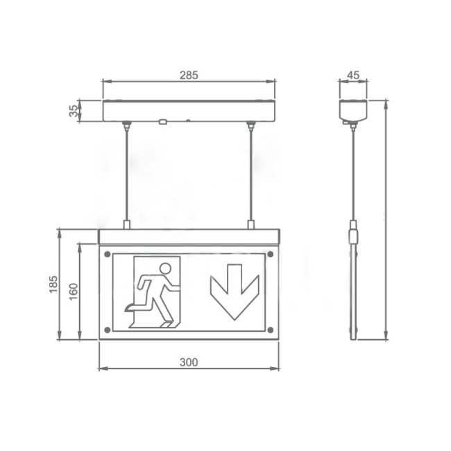 FireDiscounter Panneau d'éclairage de secours LED avec étiquettes de direction