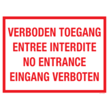 Pictogram tekst verboden toegang 4-talig PVC 40cm x 30cm