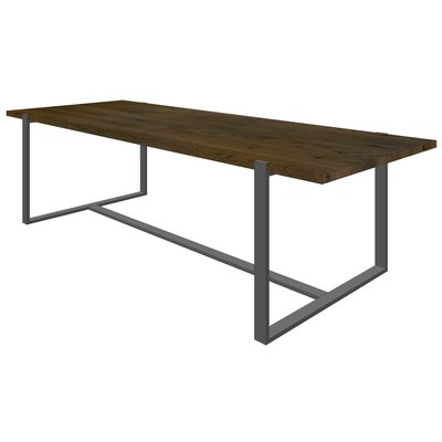 'Wenen' eiken tafel met een ingefreesde rechte poot met profiel