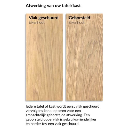 'Milaan' eiken tafel met afgeronde hoeken A-poot staal 10/5