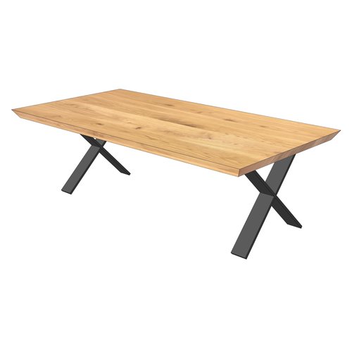 'Reykjavik' afgeschuinde salontafel X-poot staal 7/2