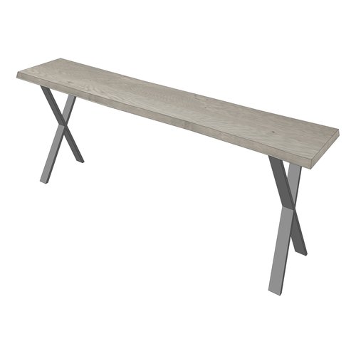 'Oslo' boomstamvormige wandtafel op een stalen X-poot 7/2