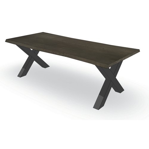 'Oslo' boomstamtafel X-poot 10/10 staal KEUZE UIT 44/60/80 mm eiken