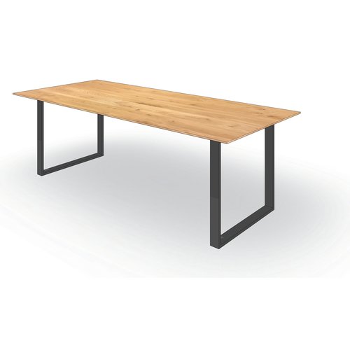 'Dublin' tafel met facetkant U-poot staal 7/2