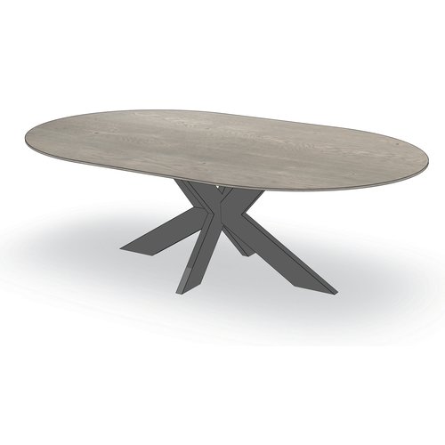 'Parijs' ovale tafel centrale X-poot