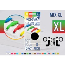 Elastische veter mix regenboog 8 stuks XL