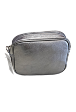 baggyshop Schoudertas grijs metallic en zilveren ritssluiting