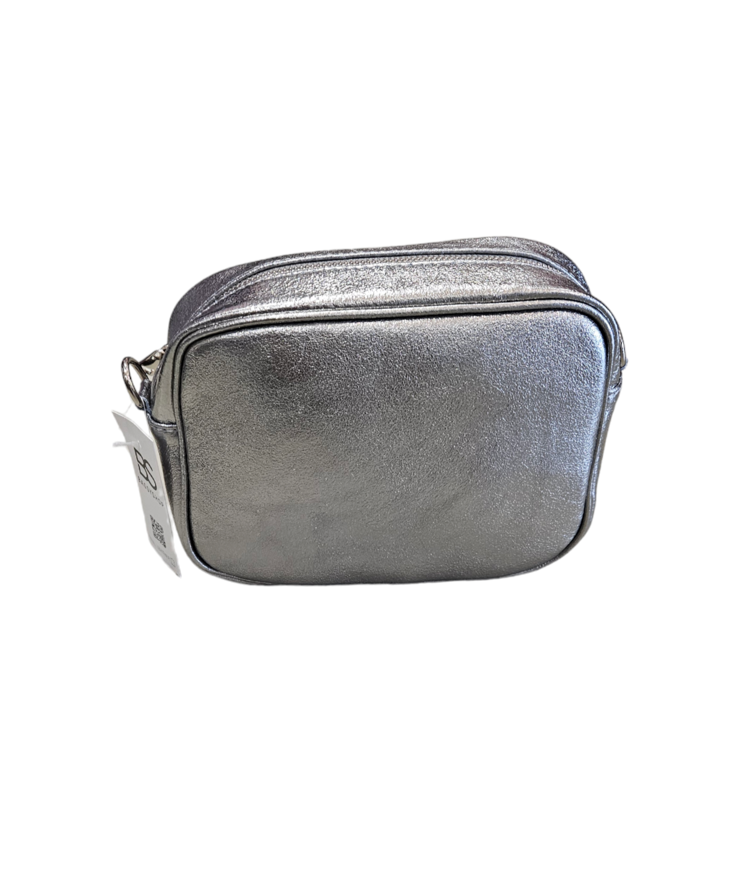 baggyshop Schoudertas grijs metallic en zilveren ritssluiting