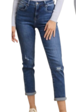 Hello miss Blauwe momfit jeans scheurtjes