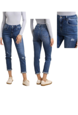 Hello miss Blauwe momfit jeans scheurtjes