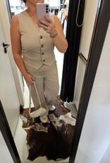 Enjoy Beige krijtstreep gilet