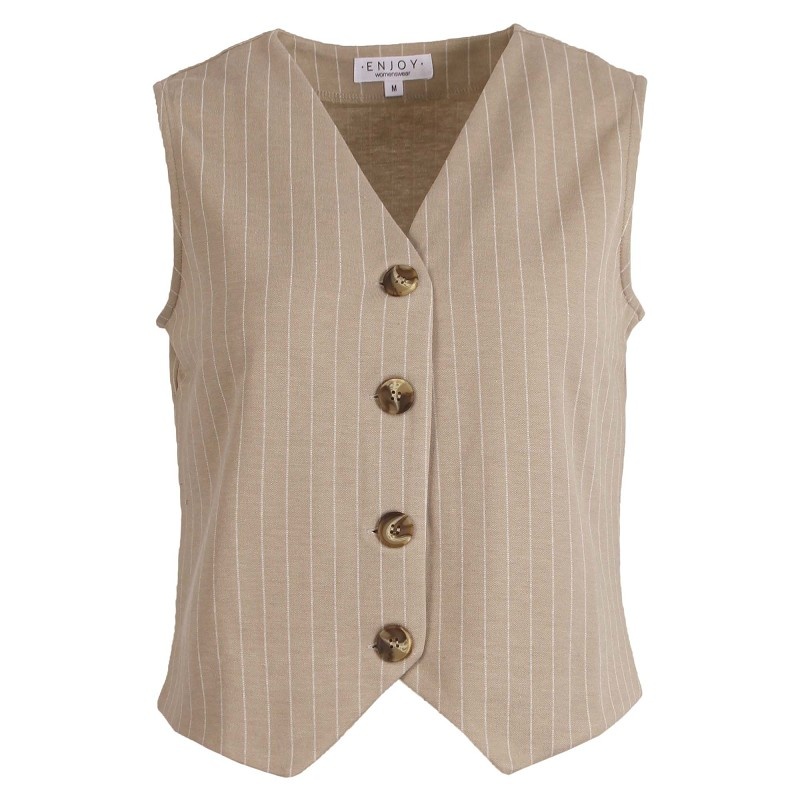 Enjoy Beige krijtstreep gilet