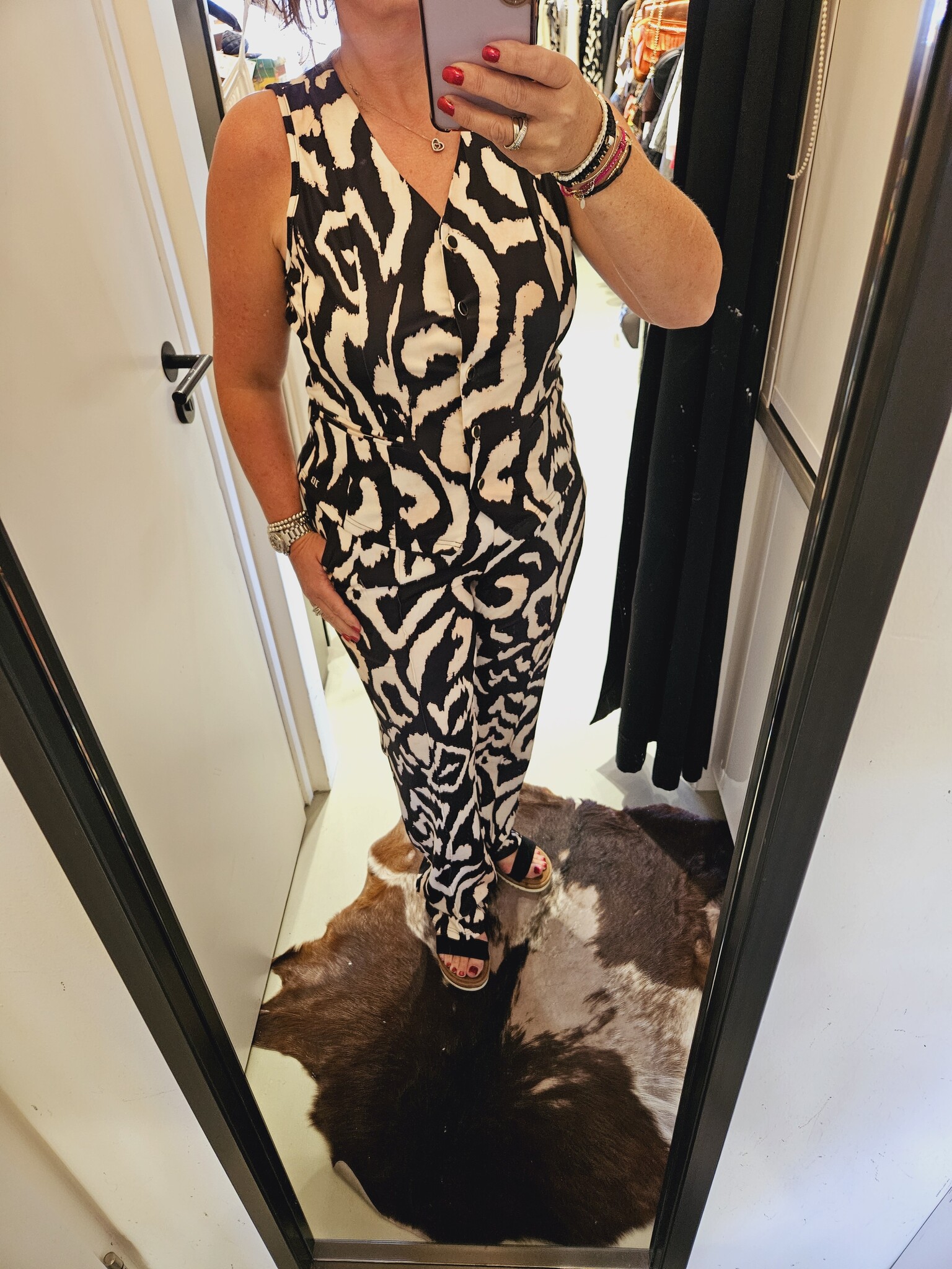 Ivy beau Print travelstof broek