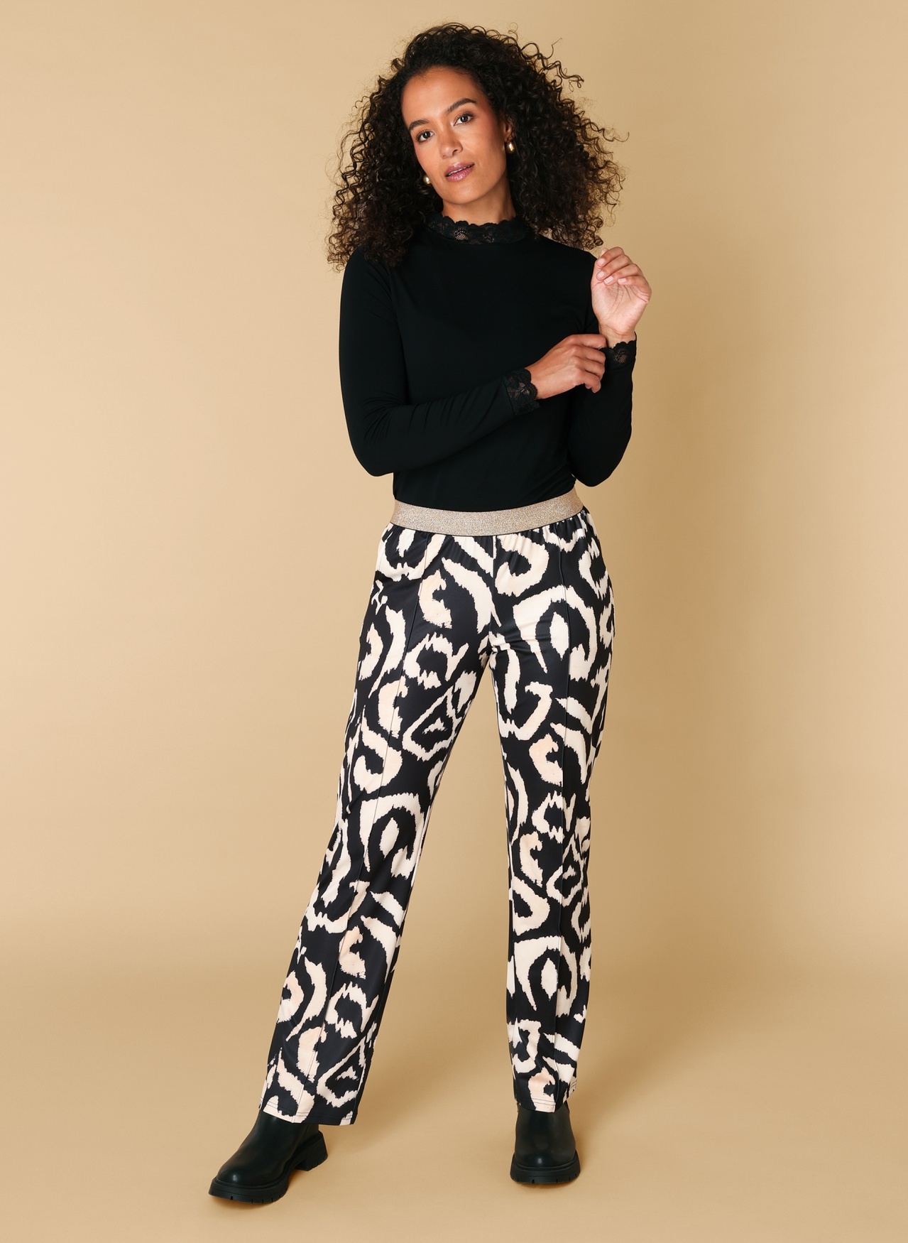 Ivy beau Print travelstof broek