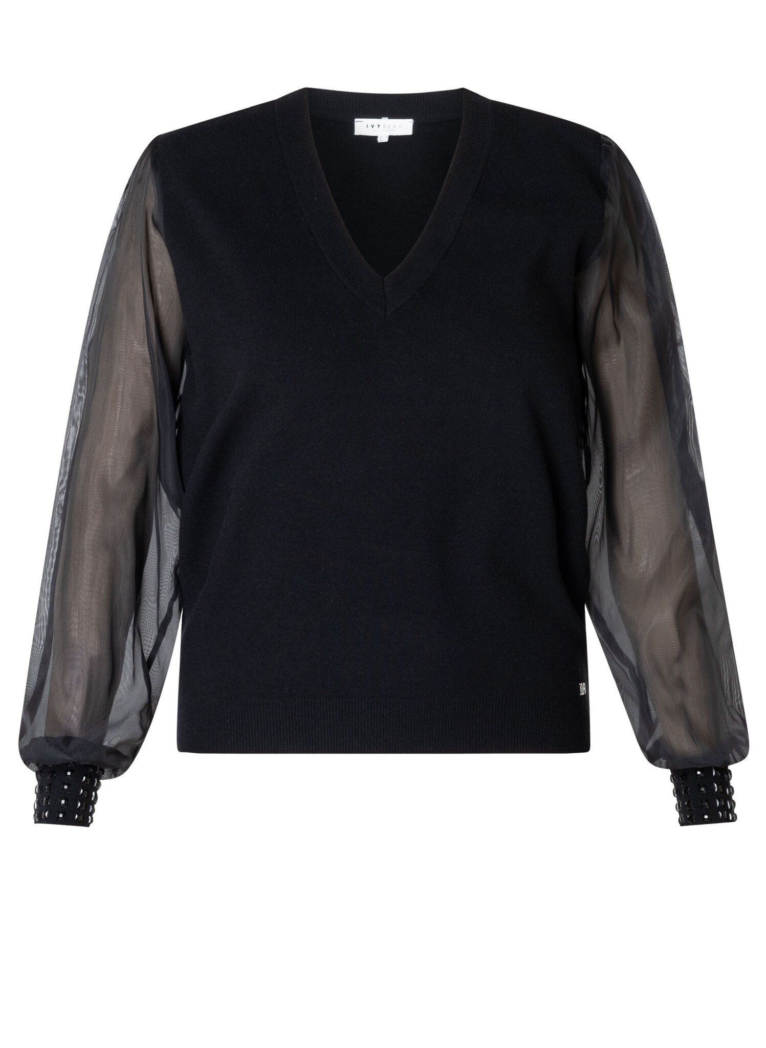 Ivy beau Zwarte trui voile mouwen