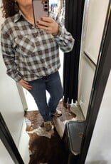 Blauwe ruitjes blouse studs