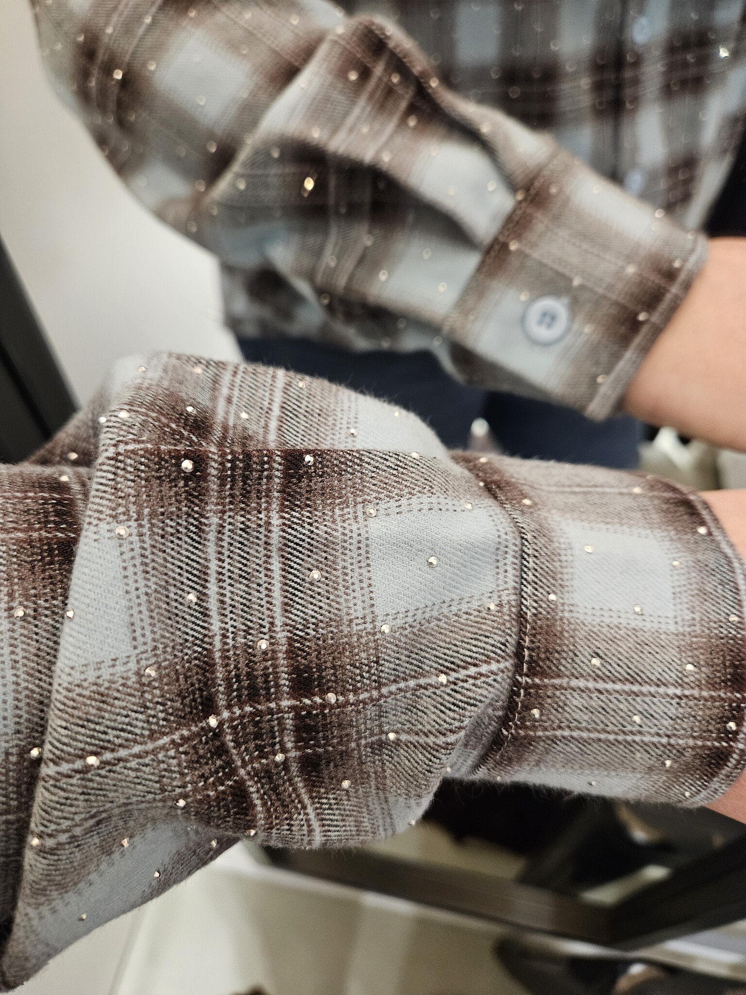 Blauwe ruitjes blouse studs