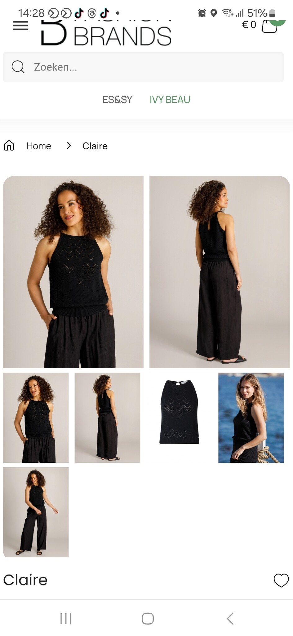 Ivy beau Zwarte top claire