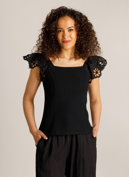 Ivy Beau Zwarte top broderie