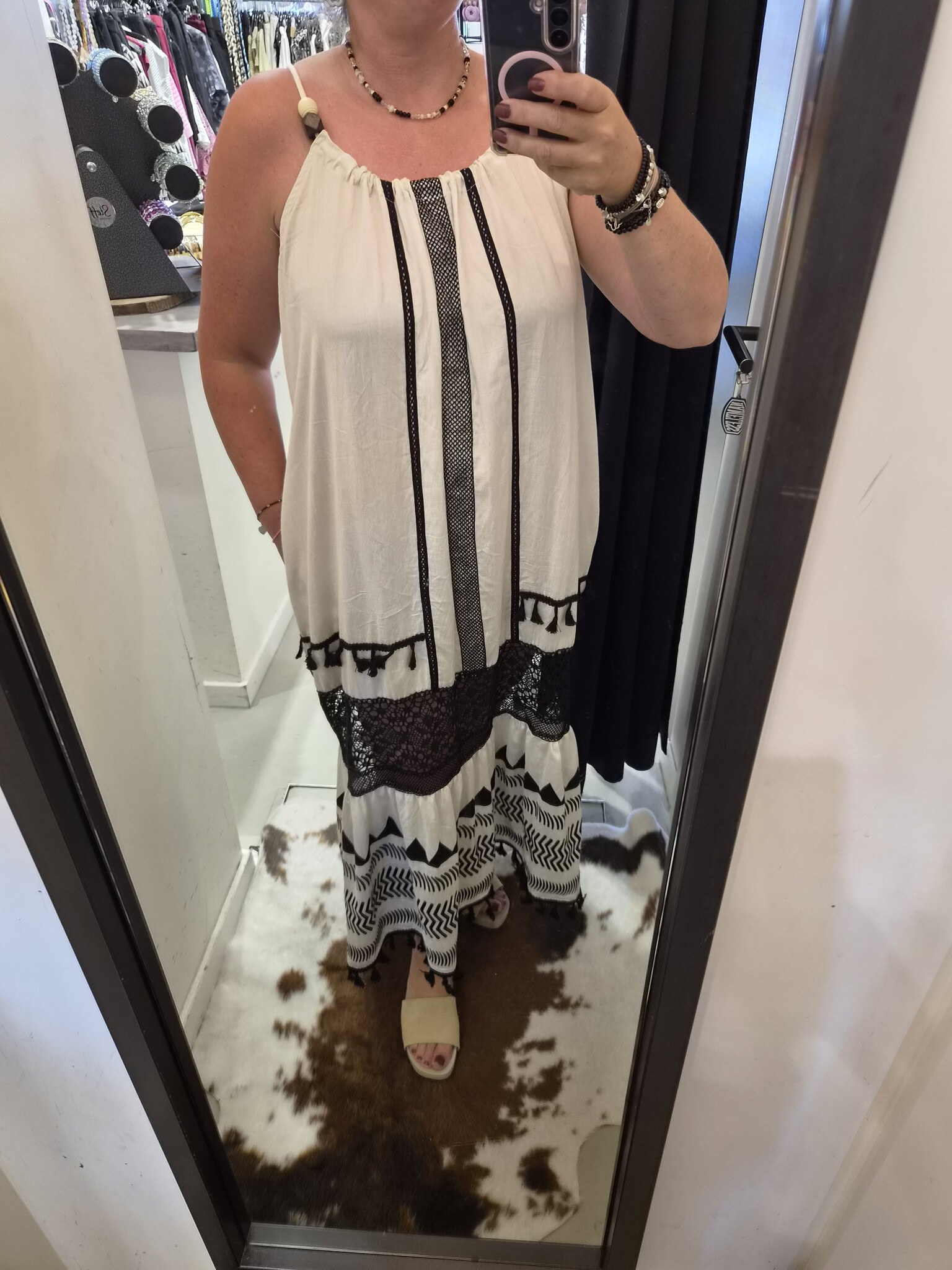 Gemma Ricceri Offwhite jurk touwtjes