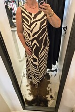 Vera jo Lange jurk bruin print