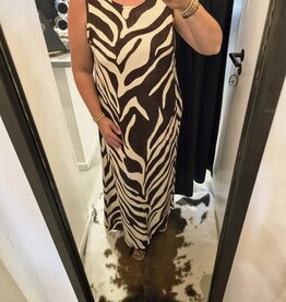 Vera jo Lange jurk bruin print