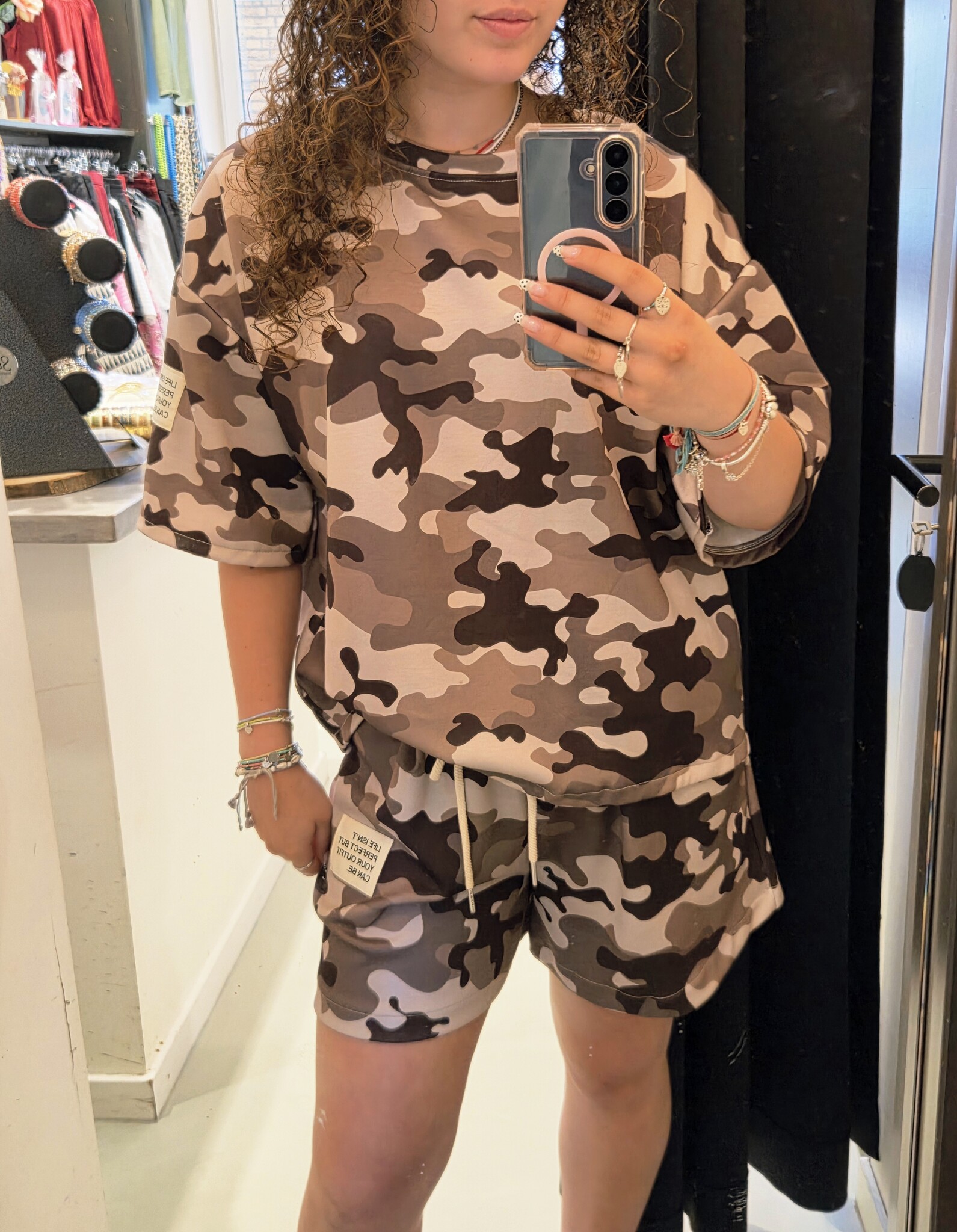 2 delige armyprint setje bruin