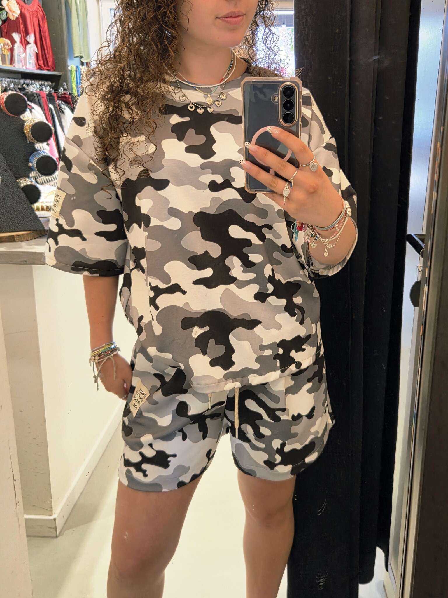2 delige set zwart wit armyprint
