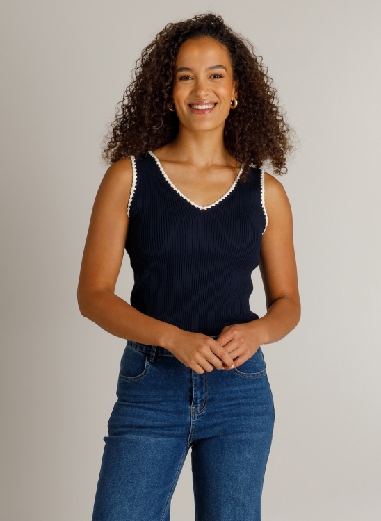 Ivy Beau Donkerblauw gebreide top