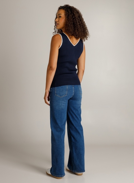 Ivy Beau Donkerblauw gebreide top