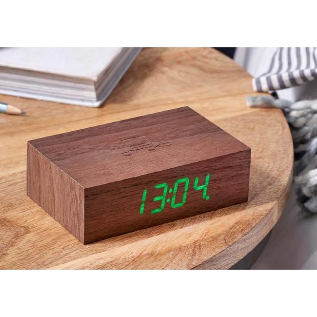 Gingko - Flip Click Clock Alarm - walnut