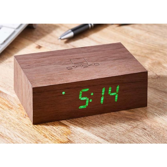 Gingko - Flip Click Clock Alarm - walnut