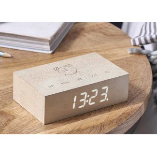 Gingko Flip Click Clock White Maple