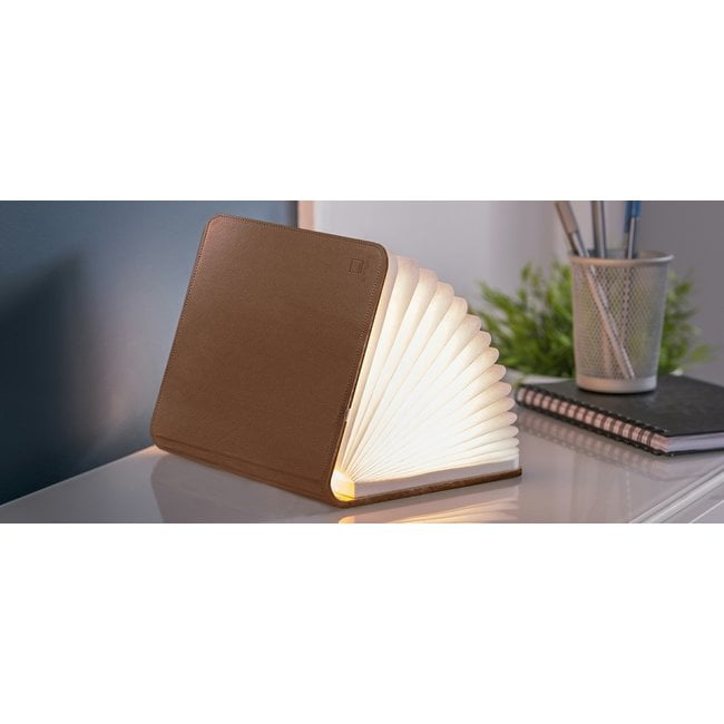 Gingko Smart Book Light - brown leather - small