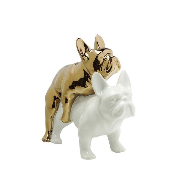 Kare Design - Dekofigur Liebeshunde - Love Dogs - weiß/gold