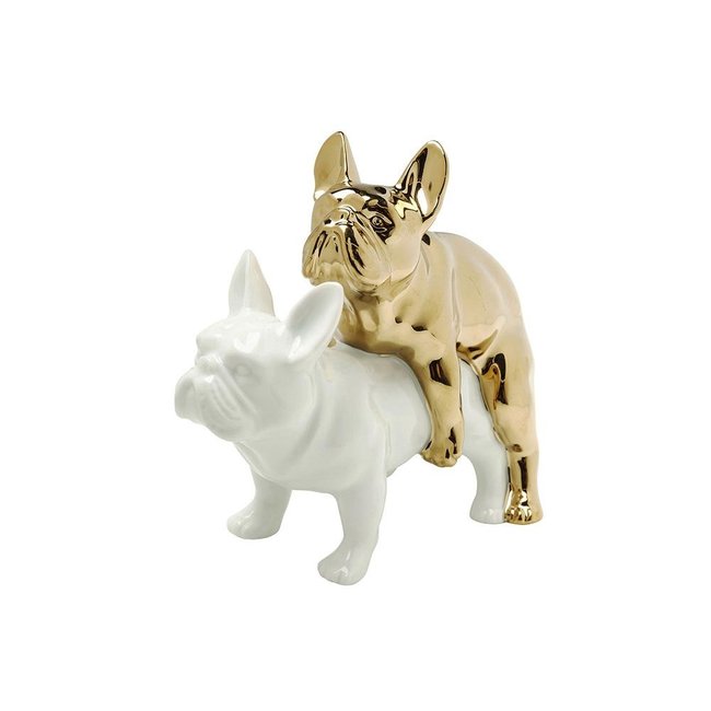 Kare Design - Figurine Chiens d'Amour - Love Dogs - doré/blanc