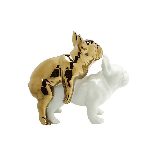 Kare Design - Figurine Chiens d'Amour - Love Dogs - doré/blanc