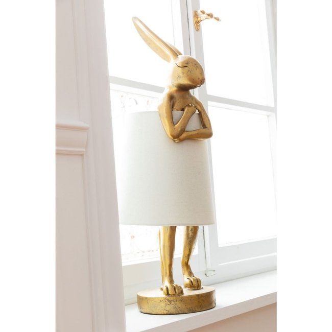 Lampe de Table - Lampe Animale Lapin - doré/blanc