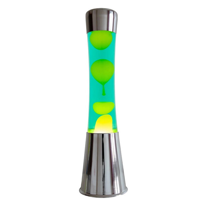 Fisura - Lampe à Lave - chromé - lave jaune, liquide vert