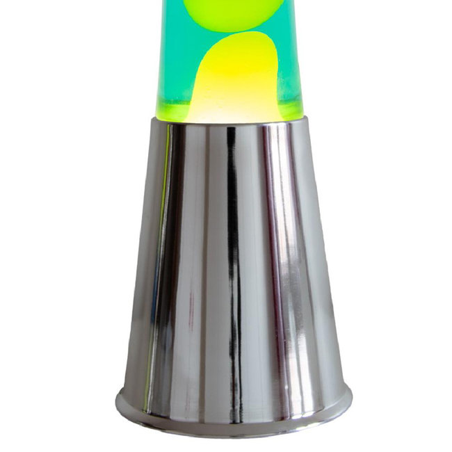 Fisura - Lampe à Lave - chromé - lave jaune, liquide vert