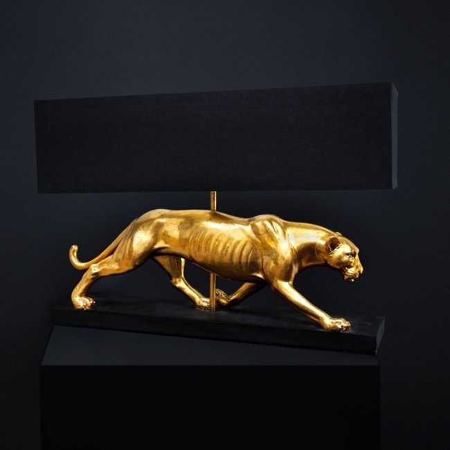 Werner Voß - Tischlampe - Tierlampe Panther Baghiro - Gold Schwarz - H 39 cm