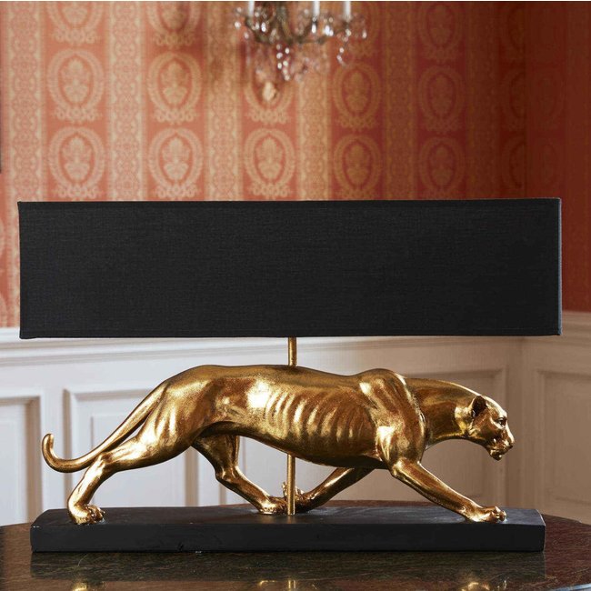 Werner Voß - Tafellamp - Dierenlamp Panter Baghiro - goud zwart - H 39 cm