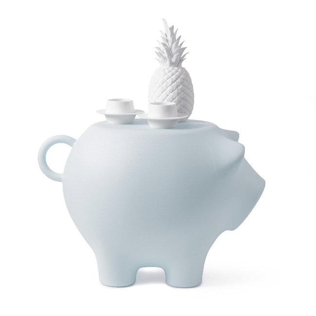 Werkwaardig - Kruk - Bijzettafel Varken - babyblauw